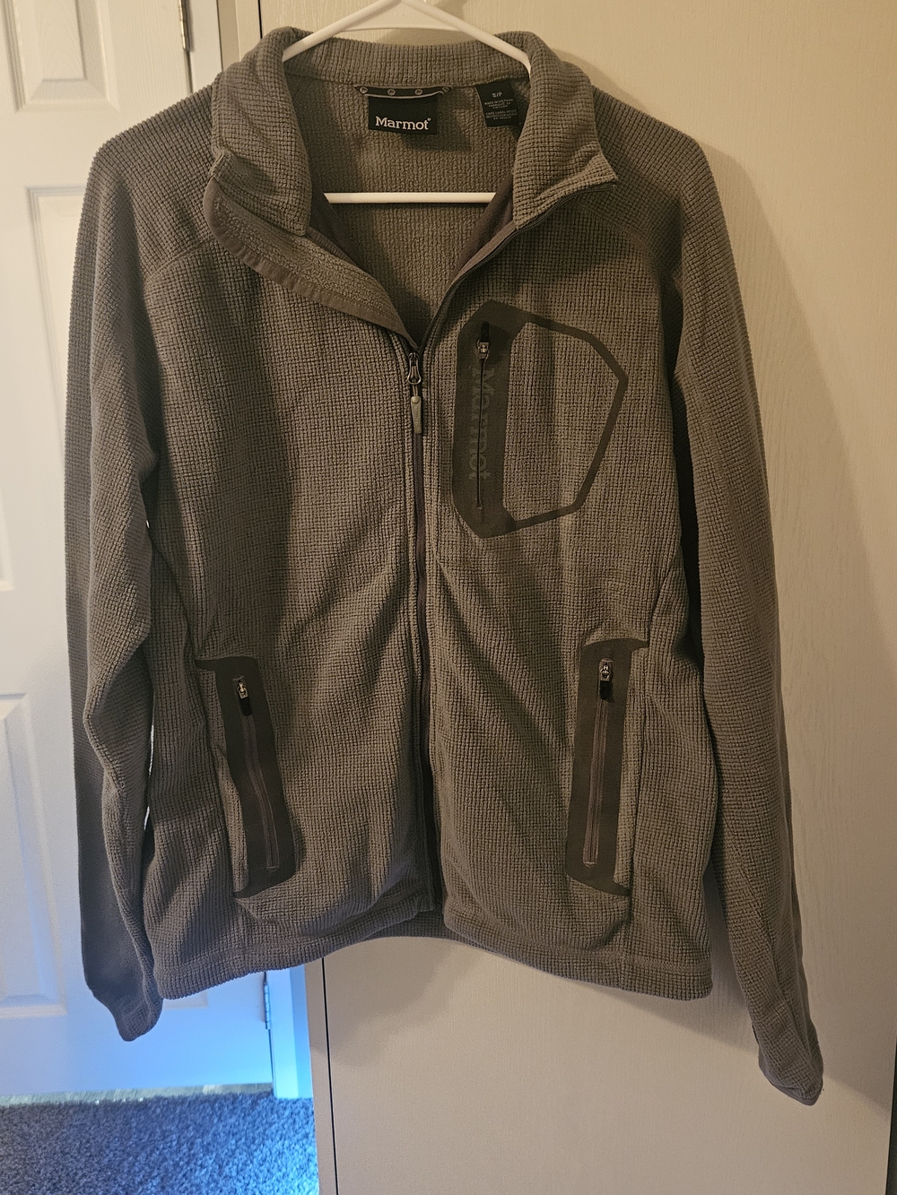 Marmot Gray Waffle-Knit Full-Zip Jacket